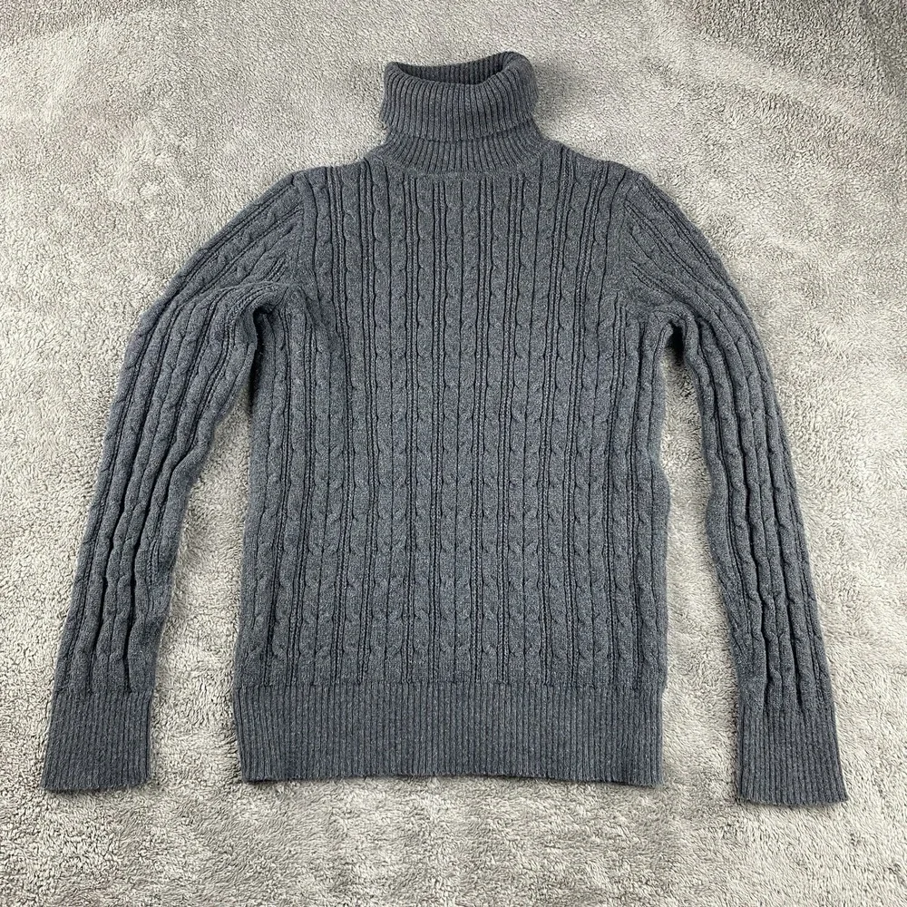 St. John's Bay Turtleneck Long Sleeve Cable Knit‎ Sweater Womens Medium Gray